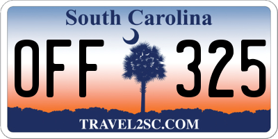 SC license plate OFF325