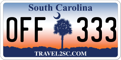 SC license plate OFF333
