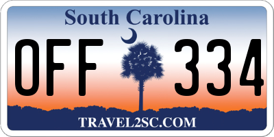 SC license plate OFF334