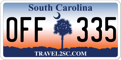 SC license plate OFF335