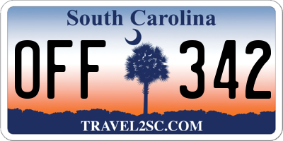 SC license plate OFF342