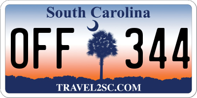 SC license plate OFF344