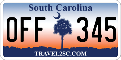 SC license plate OFF345