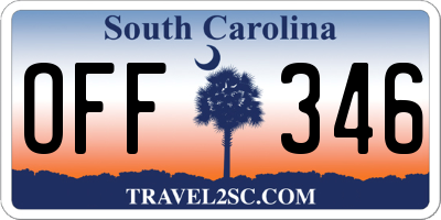 SC license plate OFF346