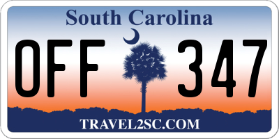 SC license plate OFF347