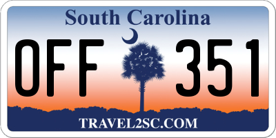 SC license plate OFF351