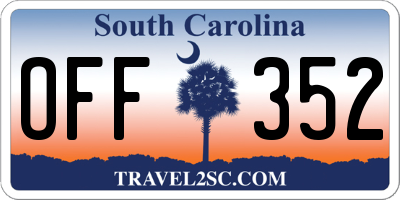 SC license plate OFF352