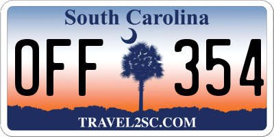 SC license plate OFF354
