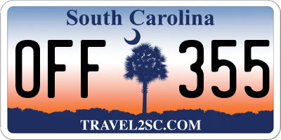SC license plate OFF355