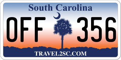 SC license plate OFF356