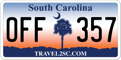 SC license plate OFF357