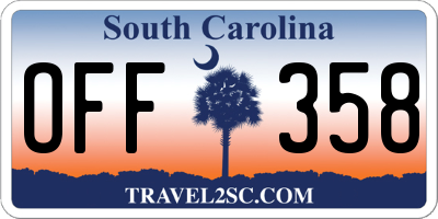 SC license plate OFF358