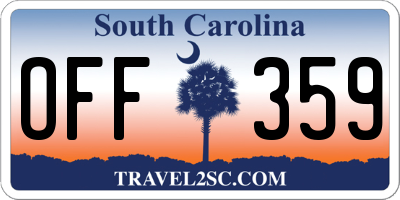 SC license plate OFF359