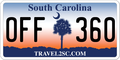SC license plate OFF360