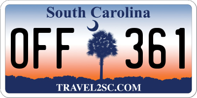 SC license plate OFF361