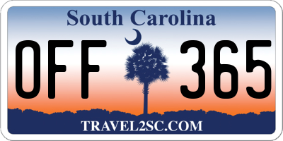 SC license plate OFF365