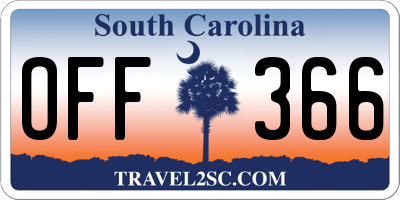 SC license plate OFF366