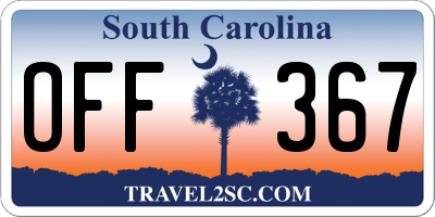 SC license plate OFF367