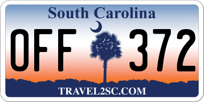 SC license plate OFF372