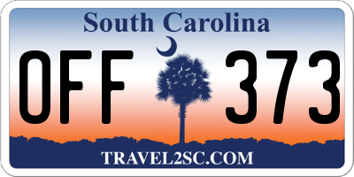 SC license plate OFF373