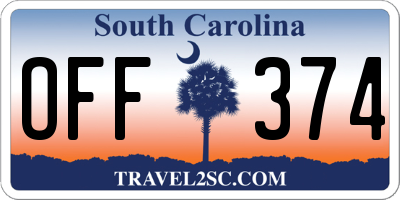 SC license plate OFF374