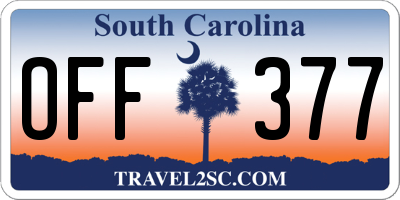 SC license plate OFF377