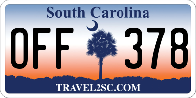 SC license plate OFF378