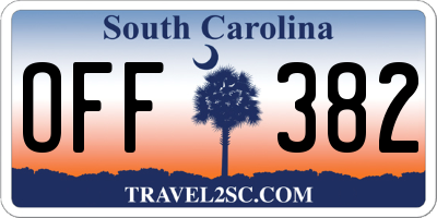 SC license plate OFF382