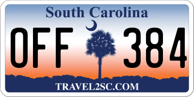 SC license plate OFF384
