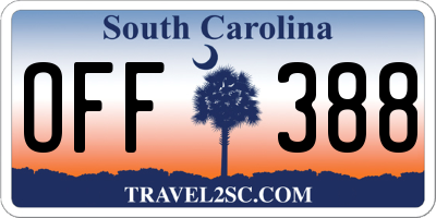 SC license plate OFF388