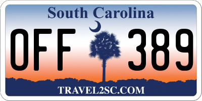 SC license plate OFF389