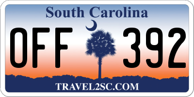 SC license plate OFF392