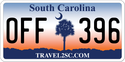 SC license plate OFF396