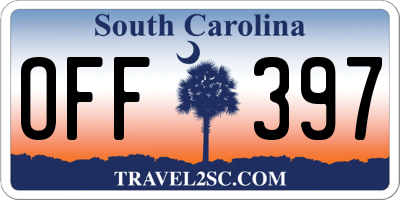 SC license plate OFF397