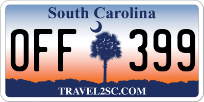 SC license plate OFF399
