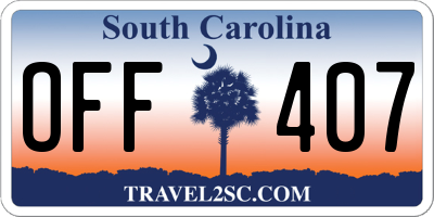 SC license plate OFF407