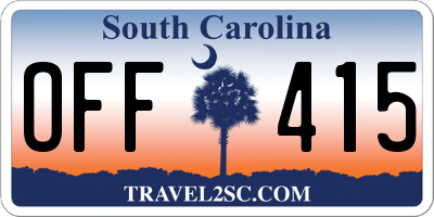 SC license plate OFF415