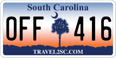 SC license plate OFF416
