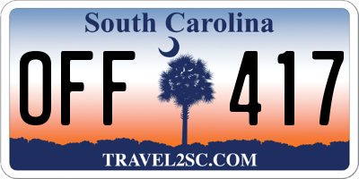 SC license plate OFF417
