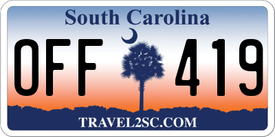 SC license plate OFF419