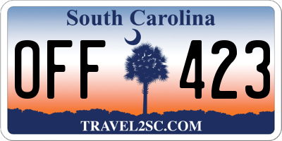 SC license plate OFF423