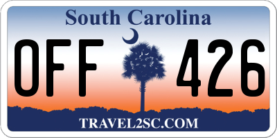 SC license plate OFF426