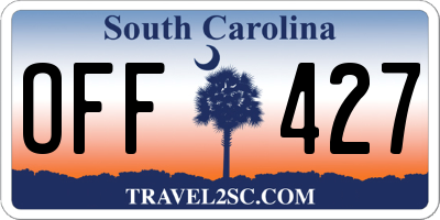 SC license plate OFF427