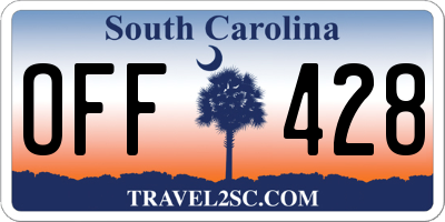 SC license plate OFF428