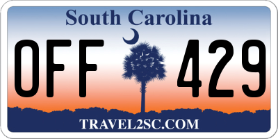 SC license plate OFF429