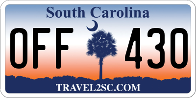 SC license plate OFF430