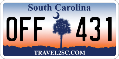 SC license plate OFF431