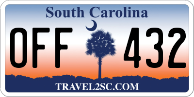 SC license plate OFF432