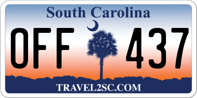 SC license plate OFF437