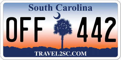 SC license plate OFF442